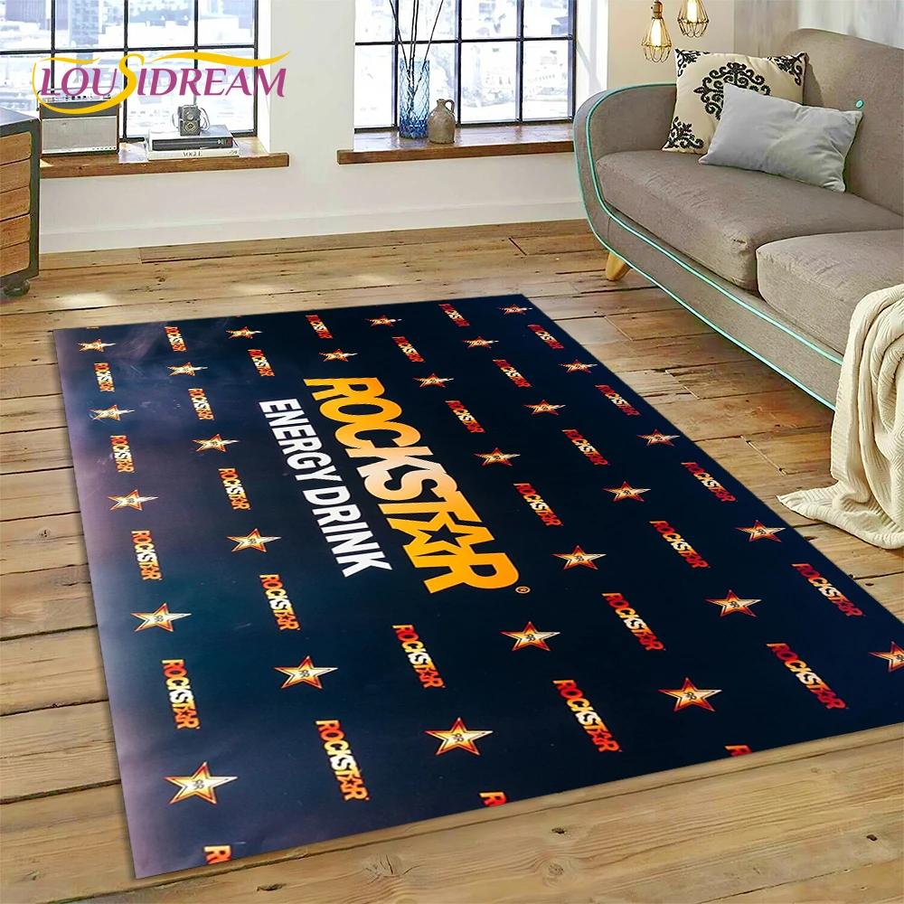 3D Rockstar Energy Logo Sport Carpet Rug for Bedroom Living Room Home Sofa Decoration,Children Game Large Decor Floor Mat Gift