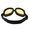 Evomosa Motorcycle Goggles Vintage Pilot Goggles Retro Motocross Goggles Outdoor Eyewear Sports Glasses for Half Helmets (Black Frame Yellow Lens)