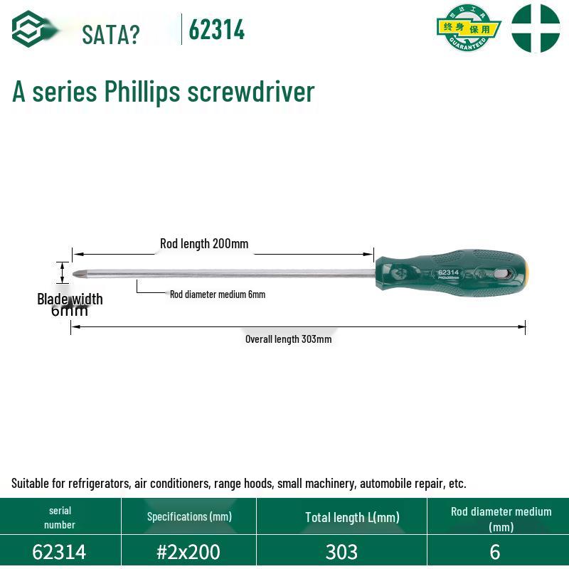 SATA 62303 Phillips Magnetic Screwdriver, 62304 Torx Screwdriver, A Series 62302