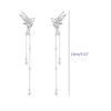 Gothic Elf Earcuffs Non Piercing Cartilage Climber Ear Wrapped Vintage Silver Stud Earrings Long Tassel Earrings Gift