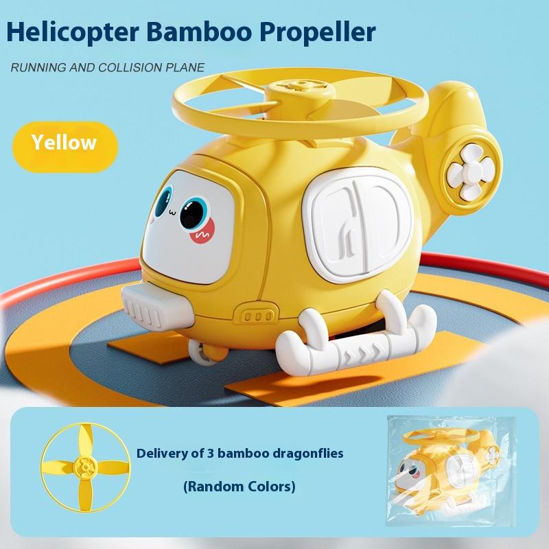 Children's rotating inertia toy bamboo dragonfly flying saucer aircraft model helicopter boy and girl collision gift toy car
