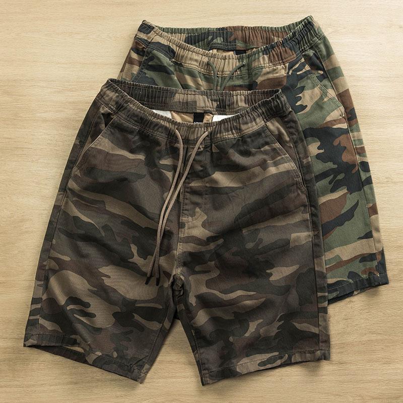 

Shawn Yue Men s Retro Camouflage Elastic Waist Shorts M сірий колір/камуфляжний