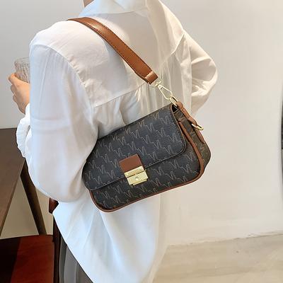 Retro Letter PU Leather Small Underarm Crossbody Bags for Women Travel Shoulder Purses and Handbag