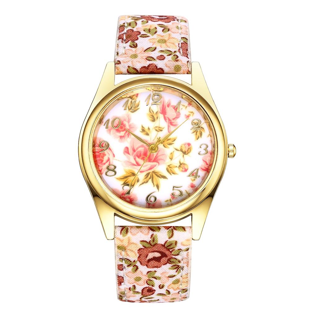 Bohemian Floral Watch with PU Leather Floral and Petal Analog Quartz Watch with Adjustable Arabic and Stylish Perfect Gift for and Christmas Women's