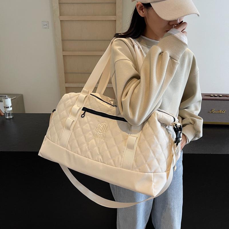 Rhombus Fitness Bag Portable Yoga Bag Women's Dry and Wet Separation Waterproof Large Capacity Luggage Bag Short-haul Travel Bag