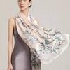 New Women Silk Scarf Long Pashmina Traditional Chinese Style 100% Mulberry Silk Scarf Business Gift Silk Scarves Gift for Mom