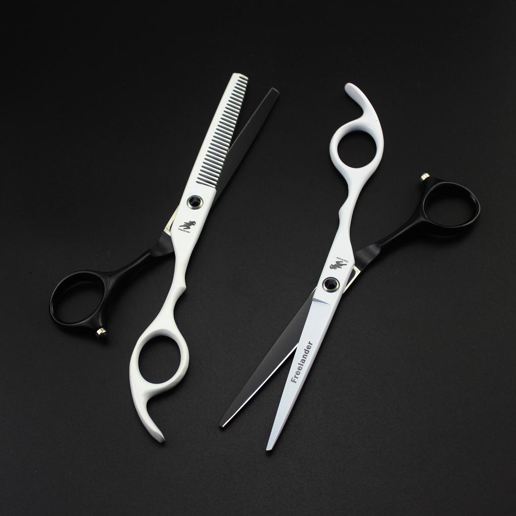 6.0 inch black and white freelancer, hair scissors, hair scissors, flat scissors, bangs scissors, tooth scissors, thin