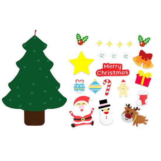 DIY Felt Christmas Tree with 21 Ornaments for Toddlers Kids Home Wall Door Hanging Christmas Craft Kit with String Lights for Xmas Party Supplies