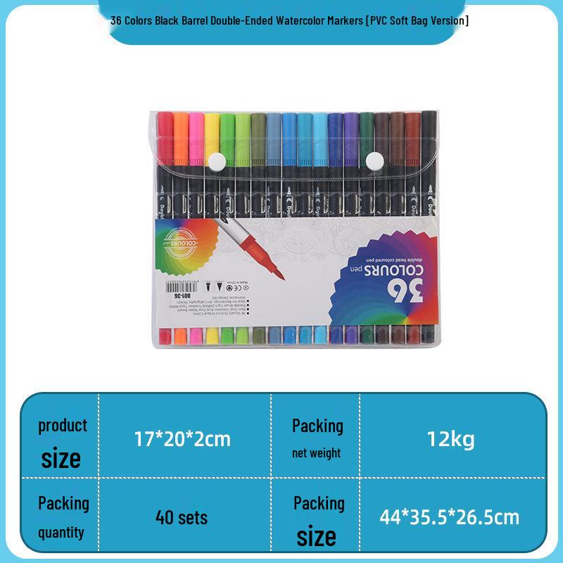 Double-Ended Watercolor Pens for Children - Soft Tip, Water-Based, Vibrant Colored Markers