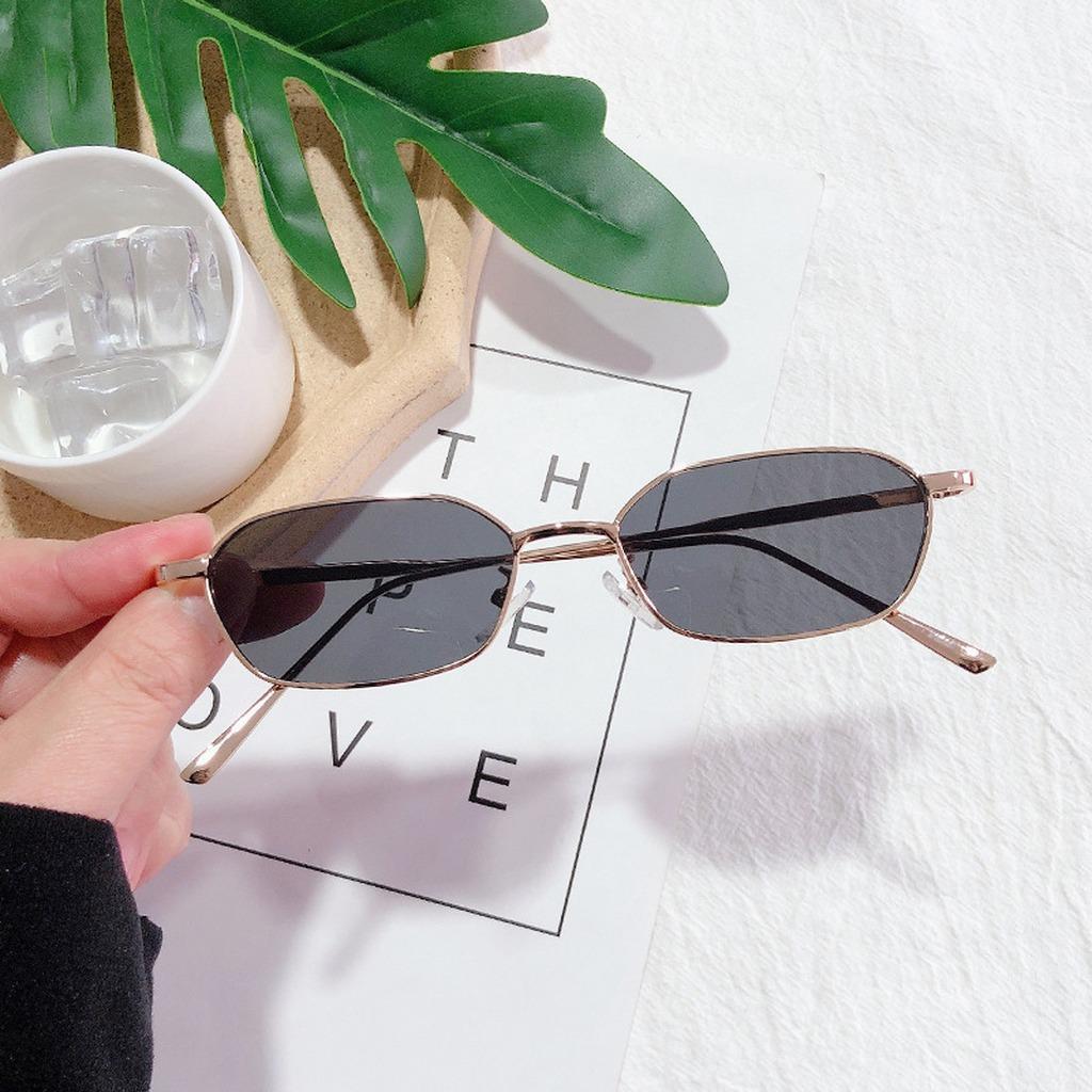 Vintage Retro Small Polygonal Sunglasses Lightweight Rectangle Metal Alloy Frame UV400 Protection Unisex Eyewear for Outdoor