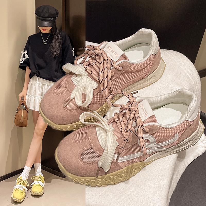 Mesh Breathable Thick-soled Forrest Gump Shoes Women's 2025 Spring and Summer New Popular Retro Versatile Fashion Casual Moral Training Shoes