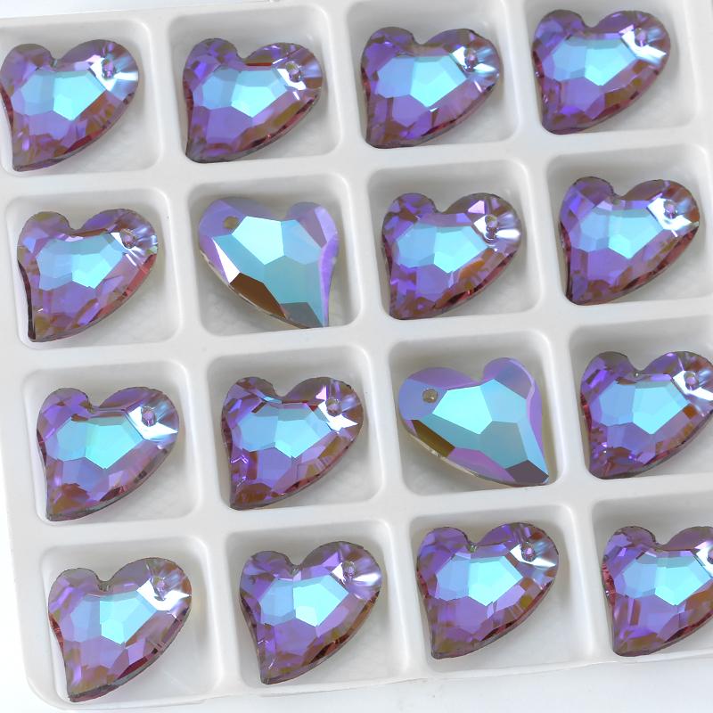 17mm Austria 6261 Devoted 2 U Heart Pendant Loose Rhinestone Charms Beads for Jewelry Making Bracelet Necklace Earrings DIY