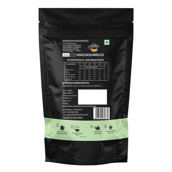 TEA SENSE Moringa Green Detox | Loose Leaf | 100 G | Green Tea, Moringa, Spearmint & Cinnamon | Healthy and Refreshing | 50+ Cups