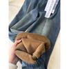 Women's Retro Plus Velvet Wide-Leg Jeans - Plus Size, Slimming, Autumn/Winter