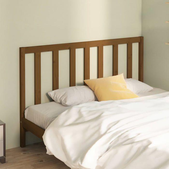 VidaXL Tête de Lit Meuble de Chambre à Coucher Tête de Cadre de Lit Accessoire de Lit Double Intérieur Marron Miel 126x4x100 817733
