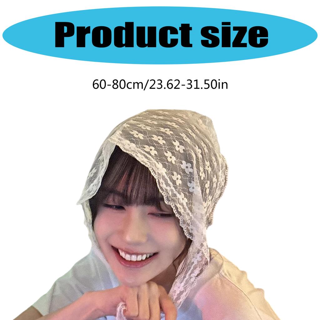 Adjustable Lace Hair Scarf For Women Soft Fabric Head Wrap Accessory White Elegant Style 80cm Multi Purpose