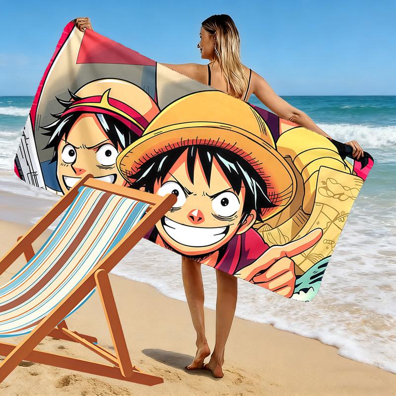 Straw Hat Crew Print Beach Towel, Large Soft Quick Dry Towel for Beach Camping Swimming