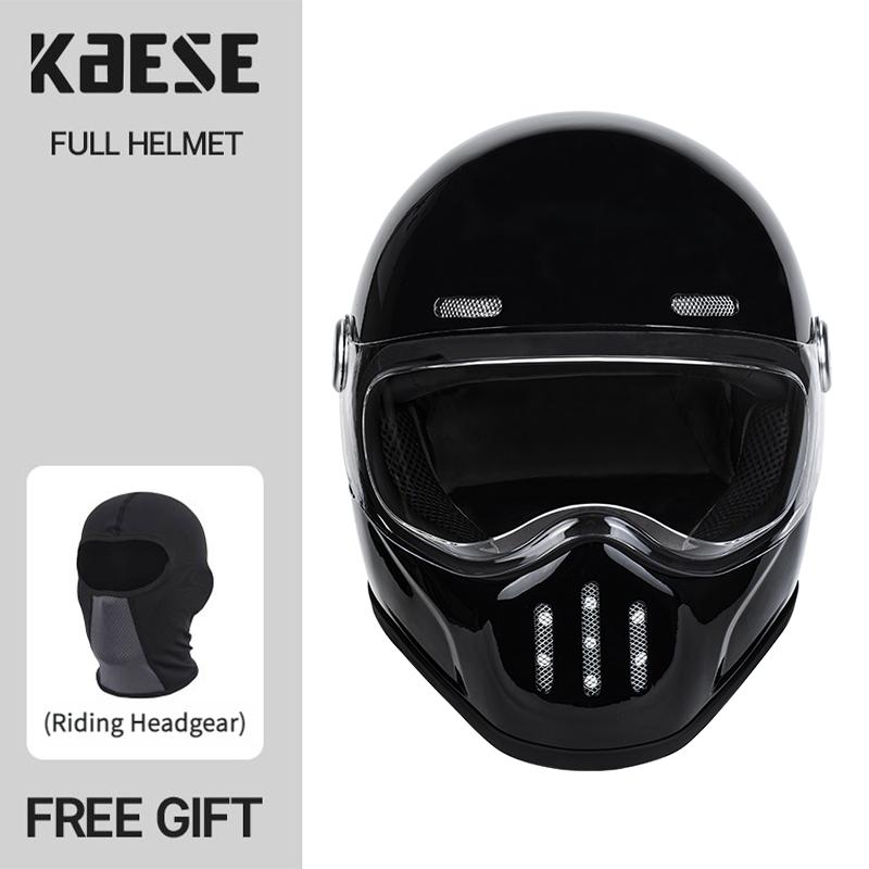New Fashion Retro Motorcycle Helmets Fiberglass Shell Vintage Cafe Racer Fiber Glass Full Helmet for Motocross Scooter