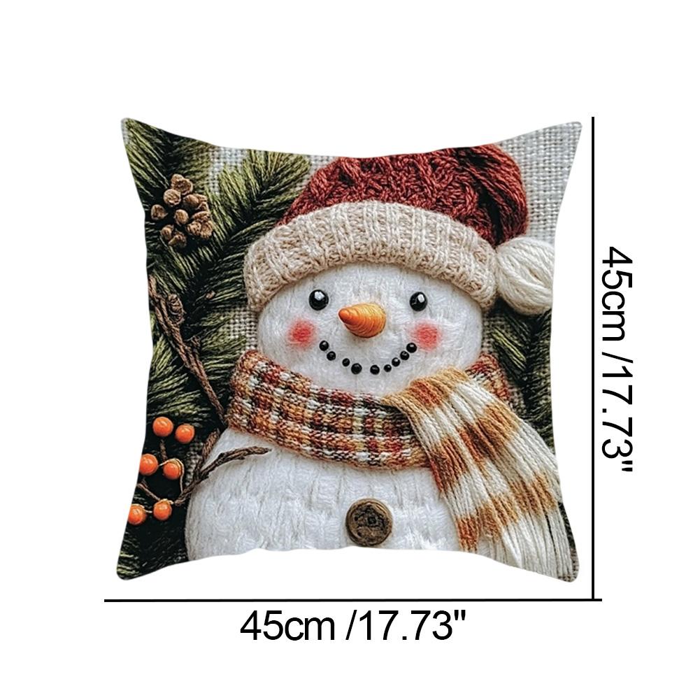 Christmas Series Cushion Cover Polyster Cartoon Santa Snowman Pillowcase Family sofa Festival Atmosphere Decoration 45*45cm