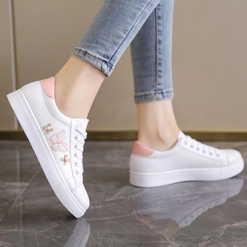 Fashion Aesthetic Casual White Lace Up Women's Shoes On Sale 39 Walking Offer Deals New In Fashion 2025 Designer Luxury Ladies Footwear