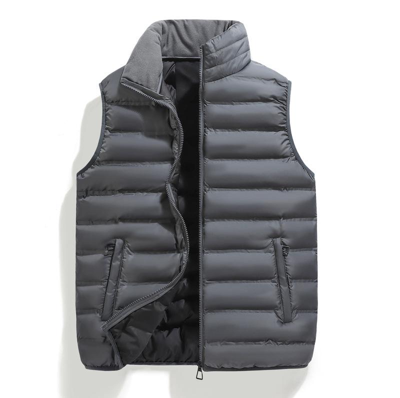 Men's Cotton Vest Can Store Light and Thin Stand-up Collar Jacket, Two-color Loose Vest Inside and Out