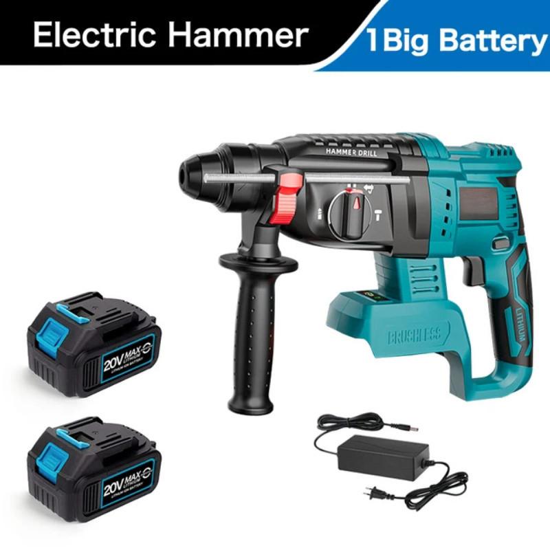 3 In 1 Multifunctional Steel Concrete Wood Power Tool Brushless Electric Impact Hammer Cordless Portable Hammer Drill