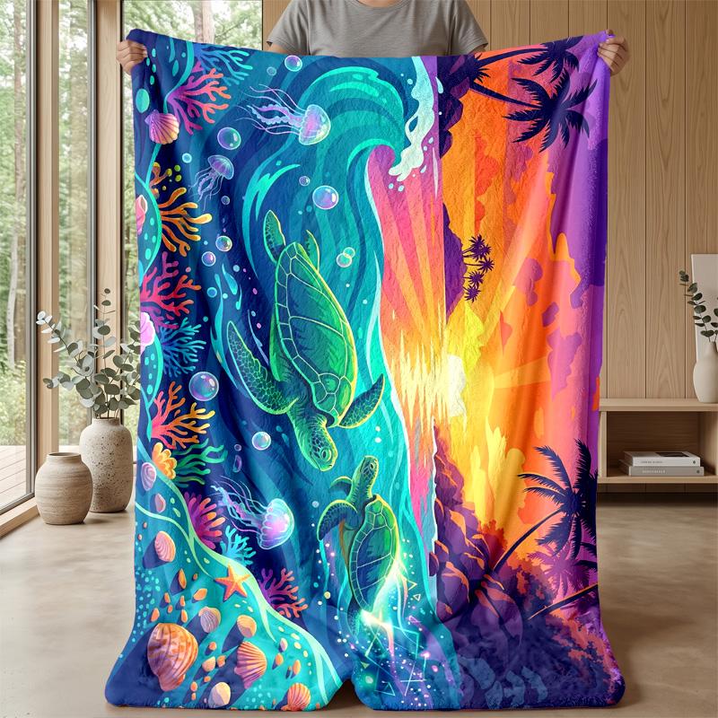 Ocean Love Romance Theme blanket Lightweight Warm Flannel Blanket Decorative Throw Blanket for Home Decoration