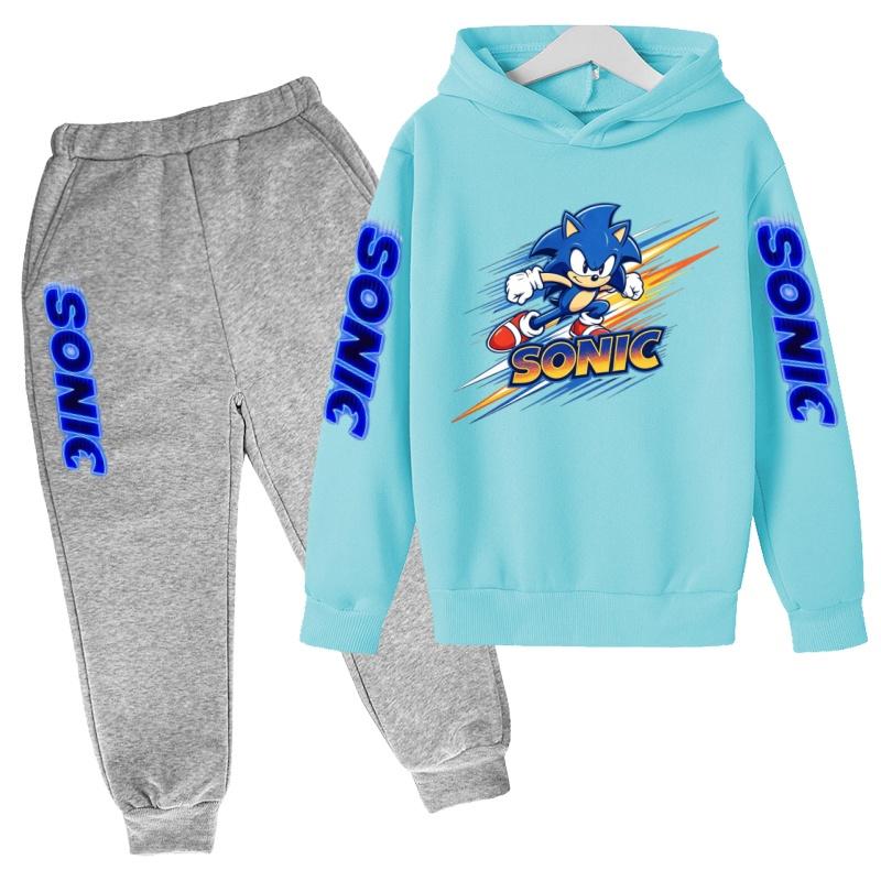 Children's Fall Winter Hooded Sweatshirts Men's Women's Styles Ages3-12cartoon Anime Cat Clothing Long-sleeved Shirt+pants Set