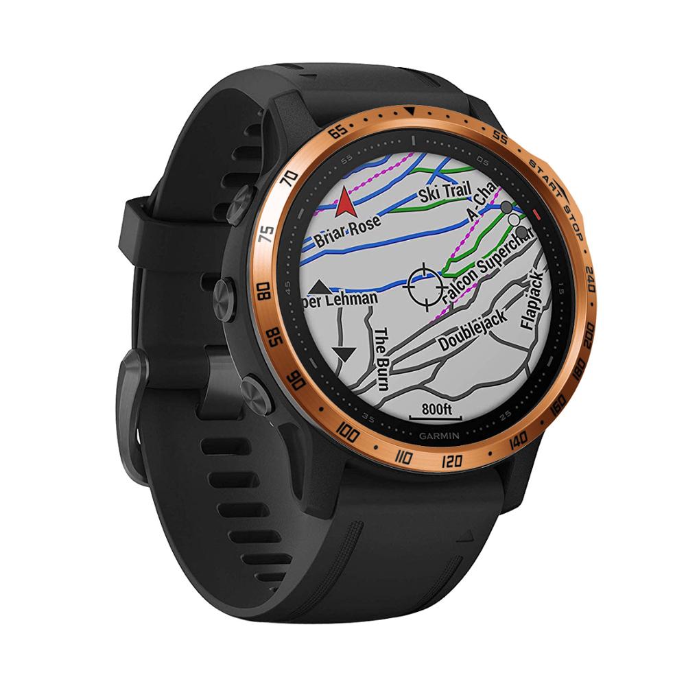Per Garmin Fenix 6S/6S Pro/6S zaffiro Orologio Anello Lunetta Metallico Acciaio Inossidabile Scolpito Unità di Tempo Adesivo Copertura Antigraffio