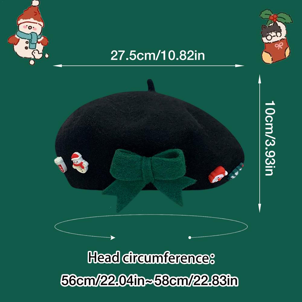 

Рождественская шапка, модная теплая шапка, женская милая рождественская шапка-берет, декоративная шерстяная шапка-бини для художника, шапка художника для взрослых A чёрный