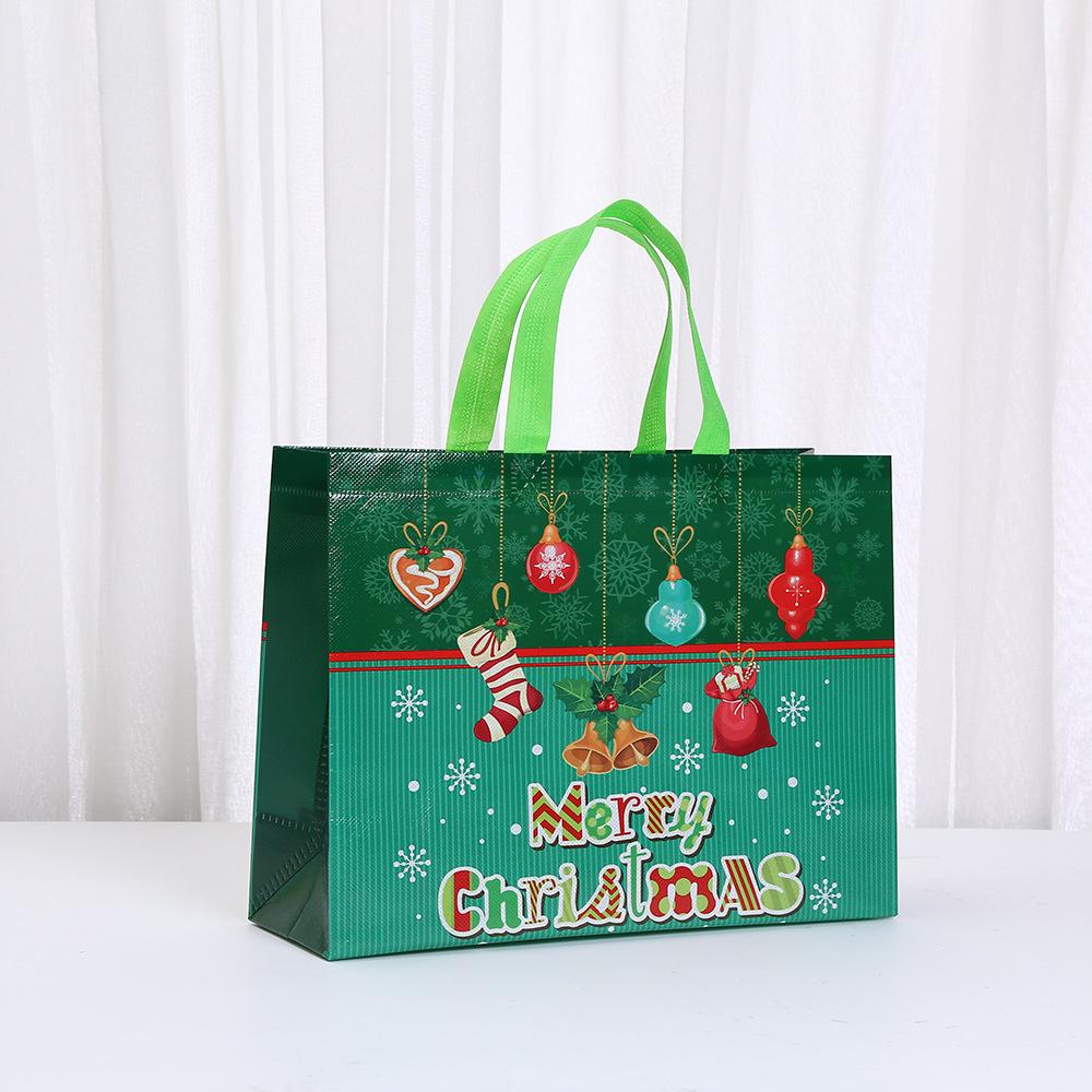 6/10pcs Holiday Non Woven Tote Bags Christmas Prints Reusable Gift Bags for Return Gifts Party Favor Packaging