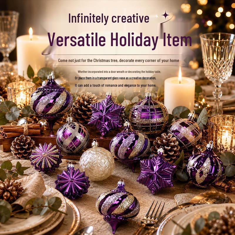 2026 Irregular Painted Electroplated Christmas Balls - 6cm, 24pcs Set for Creative Tree Ornaments.