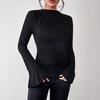 Fall Winter Fashion Solid Slim Fit Wide Leg Long Sleeve T-Shirt Top