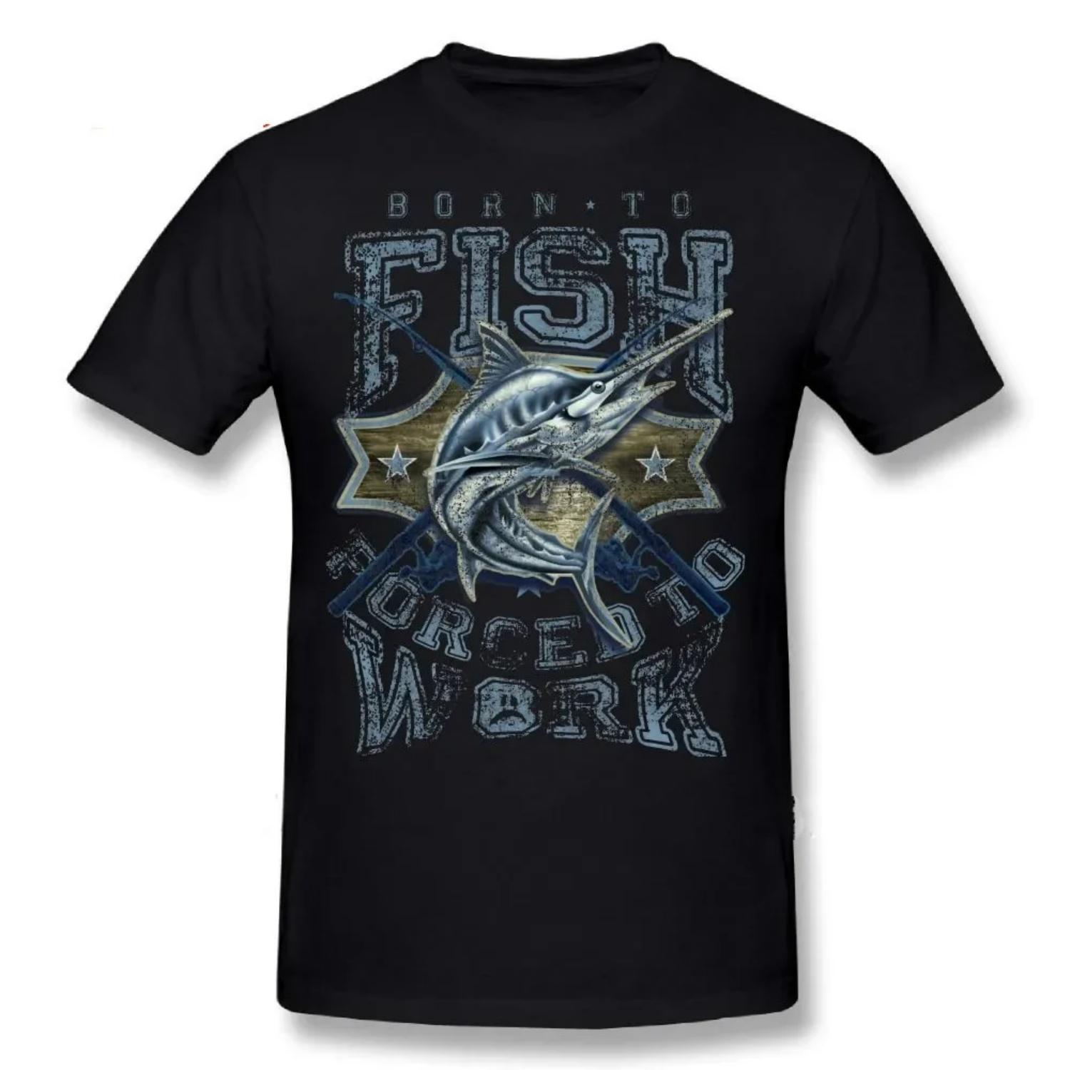 Born To Fish Forced To Work. Fishing Fisherman Angler Gift T-Shirt S