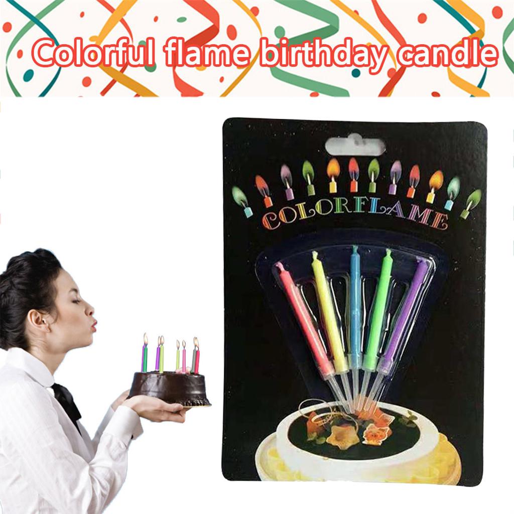 New Creative Happy Birthday Candle 5pcs Party Festival Colorful Flames Colored Flame Cake Candle Birthday Party Kids Diy