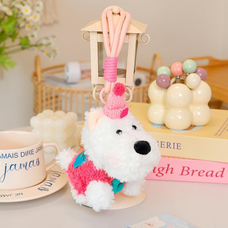 Kawali Puppy Plush Dog Toy Bag Decoration Keychain Pendant  Creative Stuffed Doll Cute West Highland Terrier Kid Birthday Gift