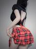 Plus Student Erotic Costumes Plaid Tie Cosplay Transparent Outfit Fetish Sexy Lingerie For Babydoll Role Play Exotic Sence