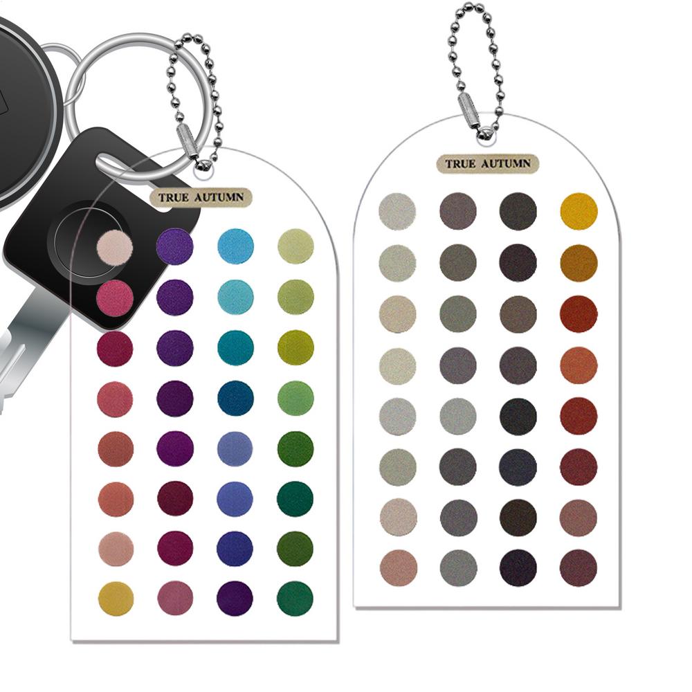 2 Stück Farbanalyse-Vorlagenkarten Beidseitiger Leitfaden Acryl-Farbabgleichsführer mit Perlenkette für Outfit, Make-up, Kleidung