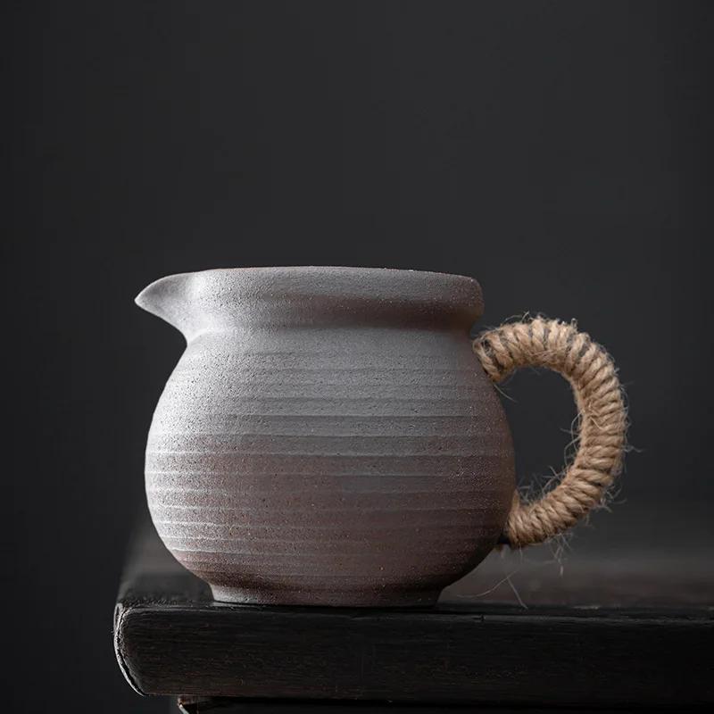 Stoneware Old Rock Clay Pitcher Unglazed Tea Serving Cup Tea Pot Pitcher Kung Fu Tea Utensils Ceramic Fair Cup Gong Dao Bei