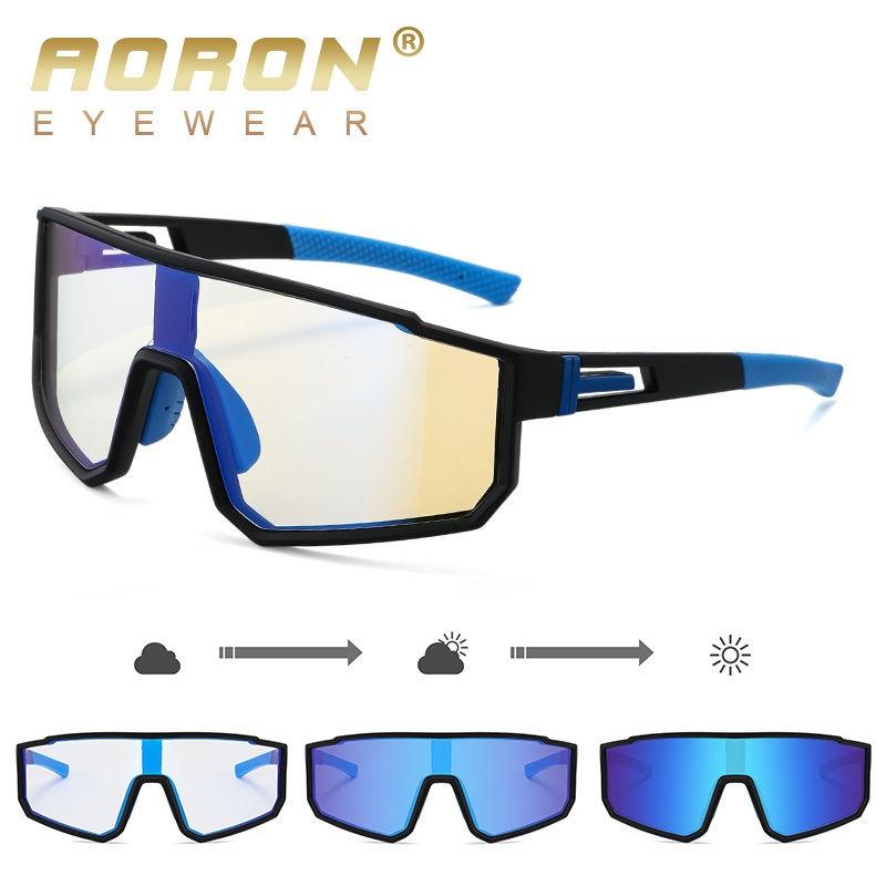 aoron PC Frame Photochromic Polarized Sunglasses Outdoor Fashion Sports Driving Fishing Cycling Glasses for Men WomenUV400 Anti Glare Skiing Goggles