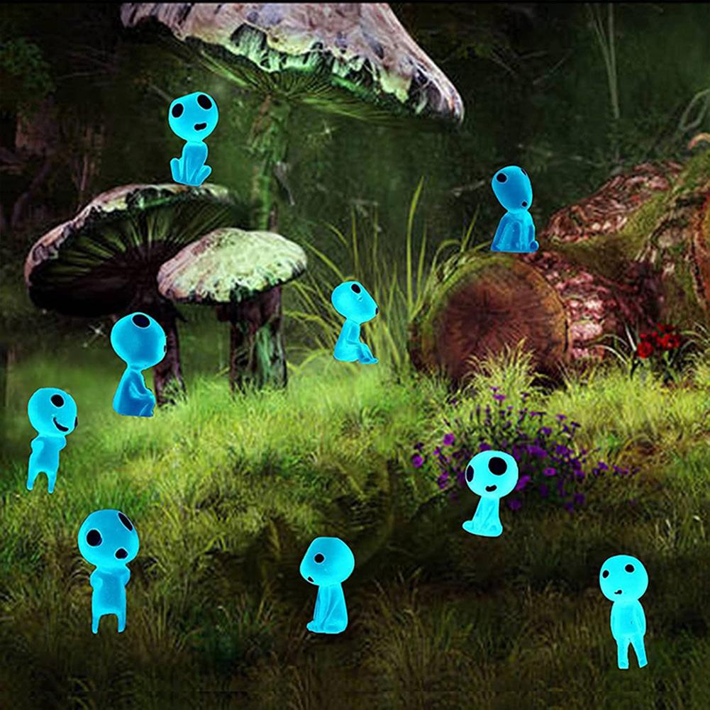 20Pcs Luminous Elves Mini Figurines Fish Tank Decor Kodama Glow In The Dark Figures Garden Micro Flower Potted Landscape Ornamen