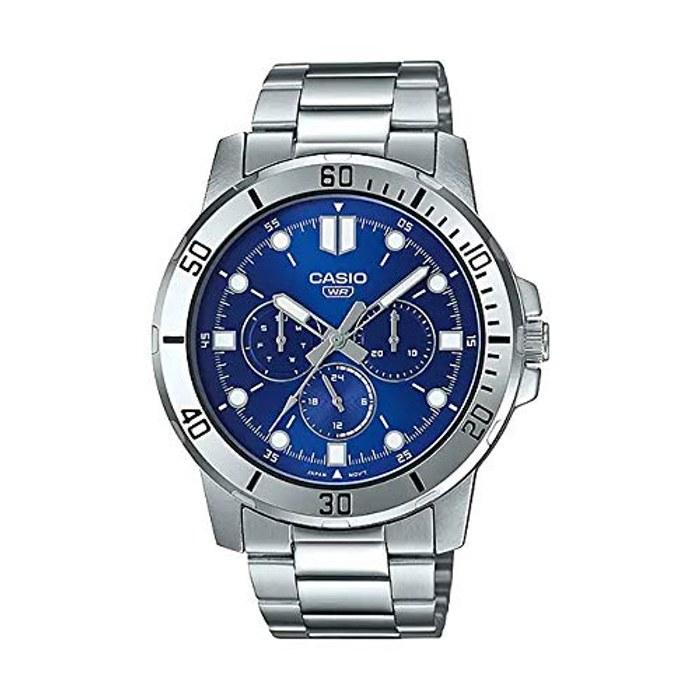 CASIO Standard MTP-VD300D-2E Men s Watch (Navy/Silver)