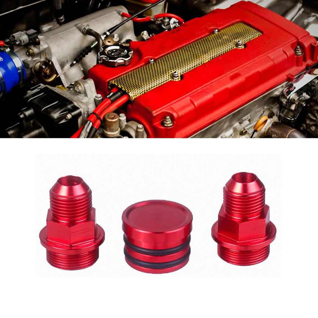 Rear Block Breather Plug w/ Fittings for Honda B16 B18 Oil Catch Can M28 to 10AN