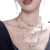 Women's Gray Gypsophila Pearl Necklace - Luxury Layered Sweater Chain Accessory