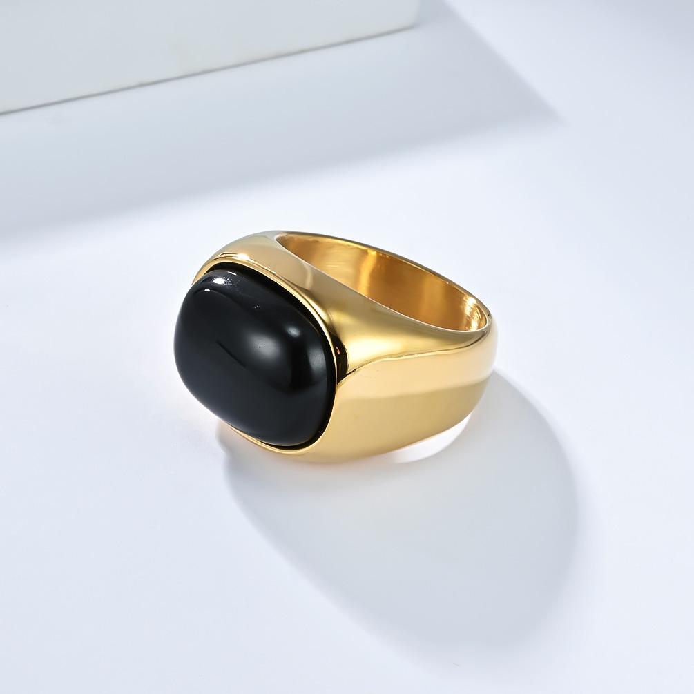 United States hot-selling retro simple natural tiger's eye stone gem titanium steel ring men's fashion personality high-end hand jewelry
