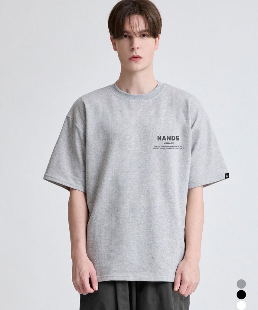 NANDE Vintage Logo Print Lettering Oversized Short Sleeve T-Shirt 3 Colors