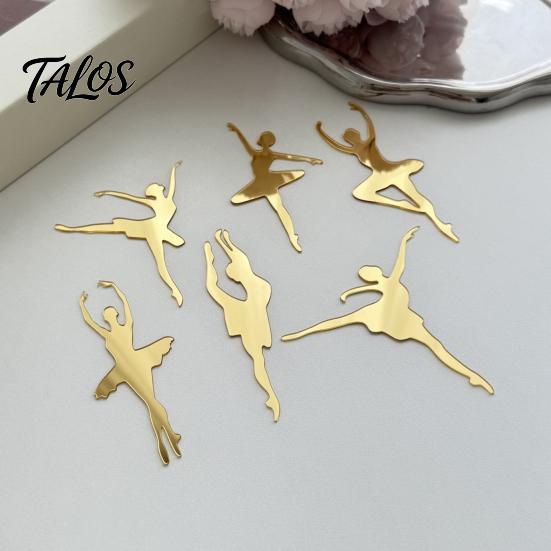 Birthday Cake Ornament 6 Pcs Ballet Topper, Acrylic Ballerina Dancing Girl Mirror Insert Decoration for Anniversary, Baby Shower, Wedding, Girls Party