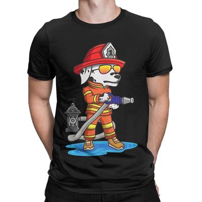 Firefighter Fireman Firedog Novelty 100% Cotton T-Shirt Sparky the Fire Dog Tees Tops For Men