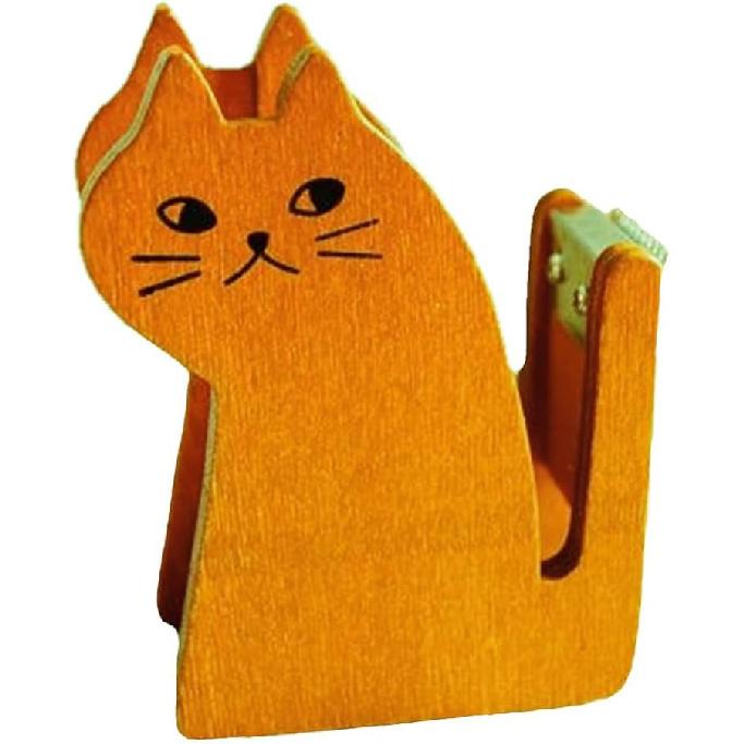 Adorable Cat Shaped Tape Dispenser, Retro Wooden Tape Cutter, Brown, 3.42x2.36x1.18 Inch, Perfect for Desk, Office, Home, Gift Wrapping, Kids, and