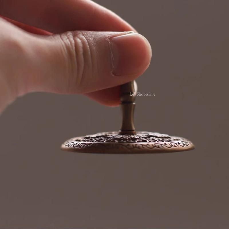 4.7cm Pure Brass Gray Pressure/Peony Pattern Incense Powder Ash Leveling Pressure Tool/Incense Burner Ash Pressing Supplies